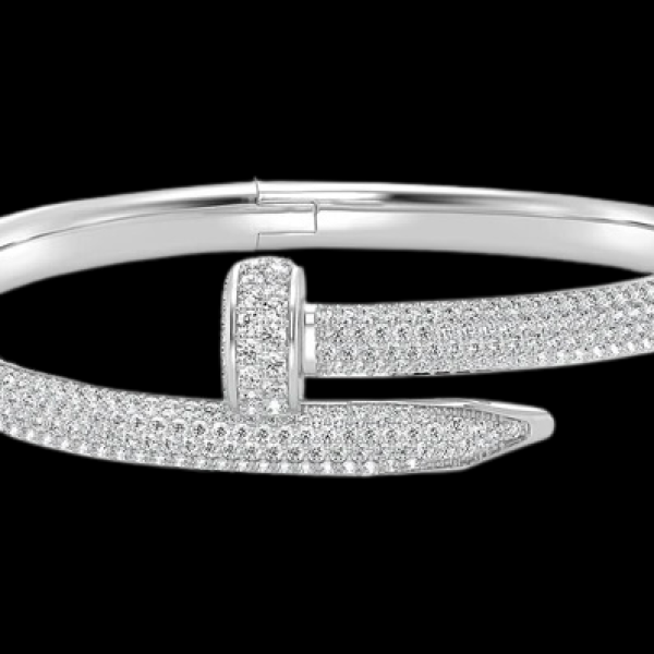 SMALL NAIL DIAMOND BANGLE SOLID GOLD 2.75CTW