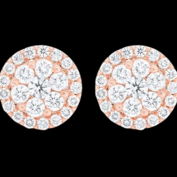 HALO FLOWER STUD DIAMOND EARRINGS SOLID GOLD 4.00CTW