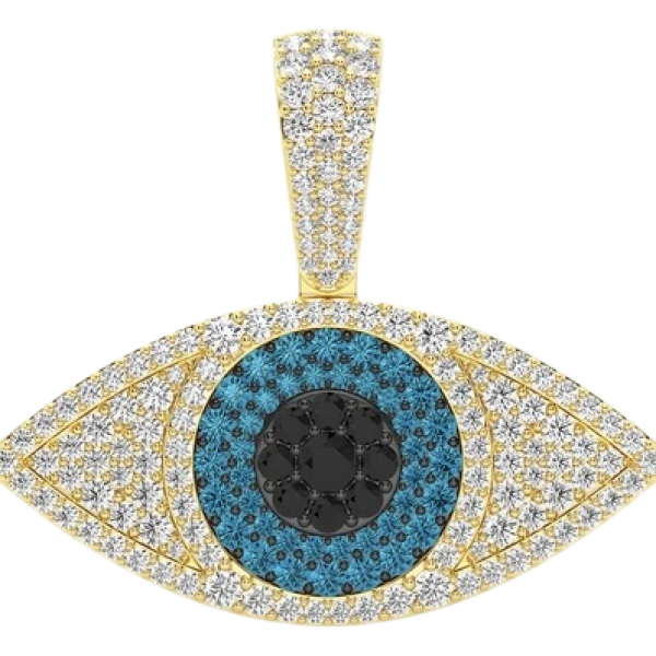 EVIL EYE DIAMOND PENDANT SOLID GOLD 2.75CTW