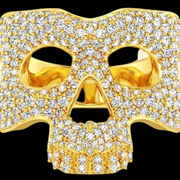 SKULL SIGNET DIAMOND RING SOLID GOLD 3.20CTW