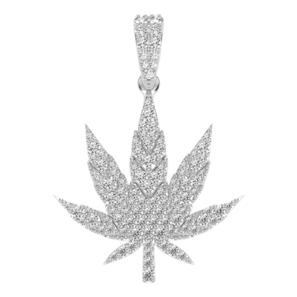 CANNABIS LEAF DIAMOND PENDANT SOLID GOLD 0.85CTW