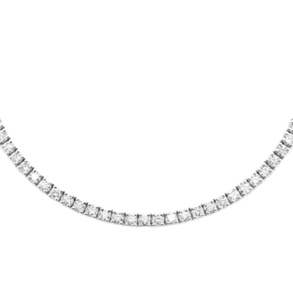 3PT PRONG SET DIAMOND TENNIS NECKLACE 14K SOLID GOLD 7.00CTW