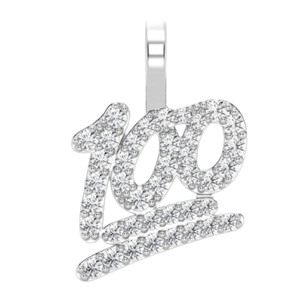 100 EMOJI DIAMOND PENDANT SOLID GOLD 0.45CTW