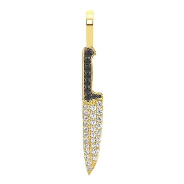 CHEF'S KNIFE DIAMOND PENDANT SOLID GOLD .25CTW