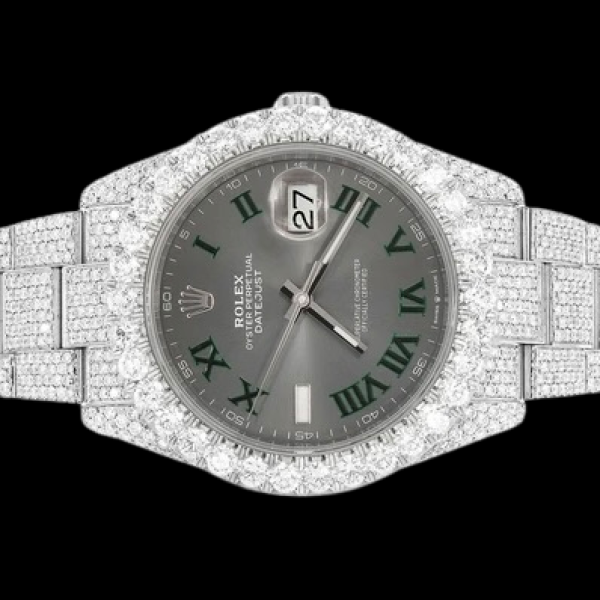 ROLEX DATEJUST 41MM STEEL (126300) - 27.70CTW FULLY ICED OUT
