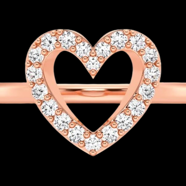 OPEN HEART DIAMOND RING SOLID GOLD 0.15CTW