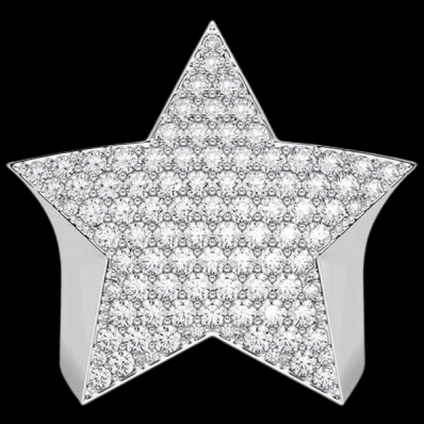 STAR SIGNET RING SOLID GOLD 2.25CTW