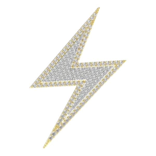 LIGHTNING BOLT DOUBLE LAYER PENDANT SOLID GOLD 0.50CTW