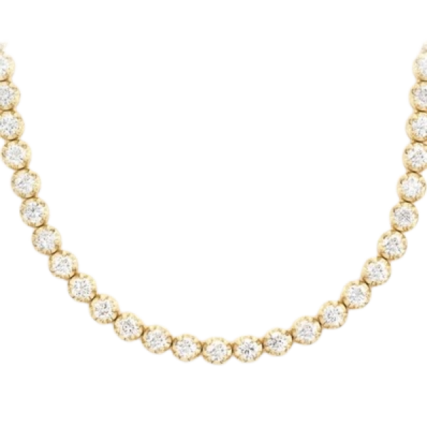 10PT CROWN SET DIAMOND TENNIS NECKLACE 14K SOLID GOLD 12.50CTW