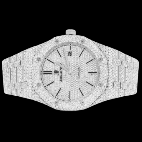AUDEMARS PIGUET ROYAL OAK STEEL - 22.50CTW FULLY ICED OUT