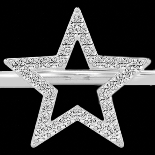 OPEN STAR DIAMOND RING SOLID GOLD 0.15CTW