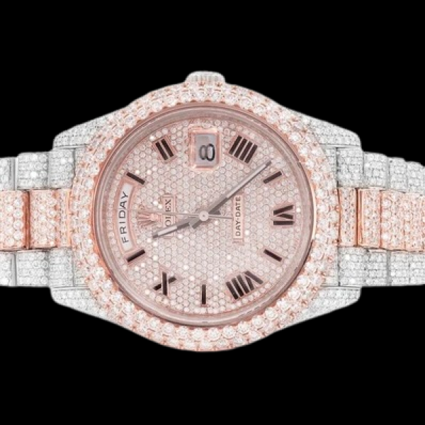 ROLEX DAY DATE 18K CUSTOM TWO TONE WHITE & ROSE GOLD (228239) - 23.50CTW FULLY ICED OUT