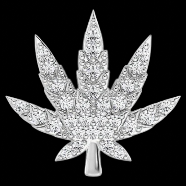 WEED LEAF DIAMOND RING SOLID GOLD 0.15CTW