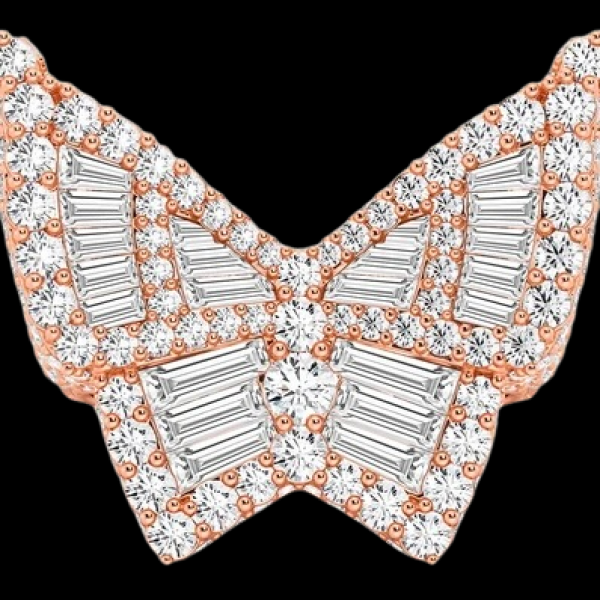 SUPER BUTTERFLY BAGUETTE SIGNET DIAMOND RING SOLID GOLD 4.75CTW