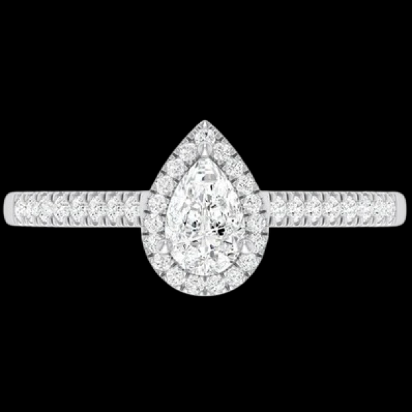 0.60CTW - PEAR HALO - DIAMOND ENGAGEMENT RING - ALL NATURAL