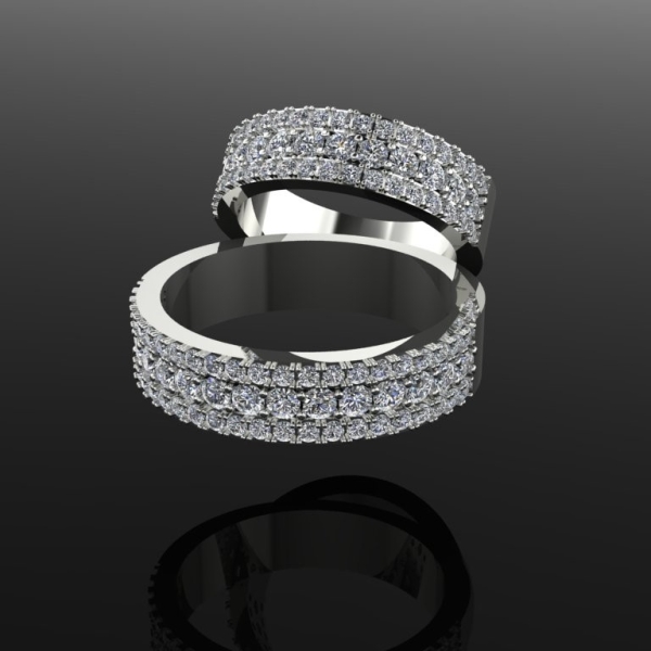 THREE ROW DIAMOND RING WITH SOLID GOLD